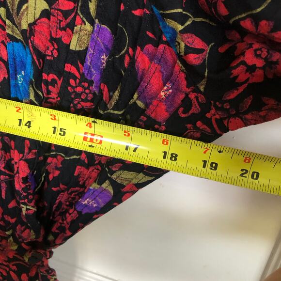 VTG 90s Betsy's Things Floral Maxi Dress Tag 14P M Rayon Dark Cottagecore Petite - Picture 10 of 11